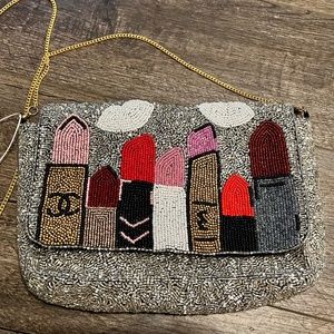 Crossbody Hand Beaded Purse - Lipstick
